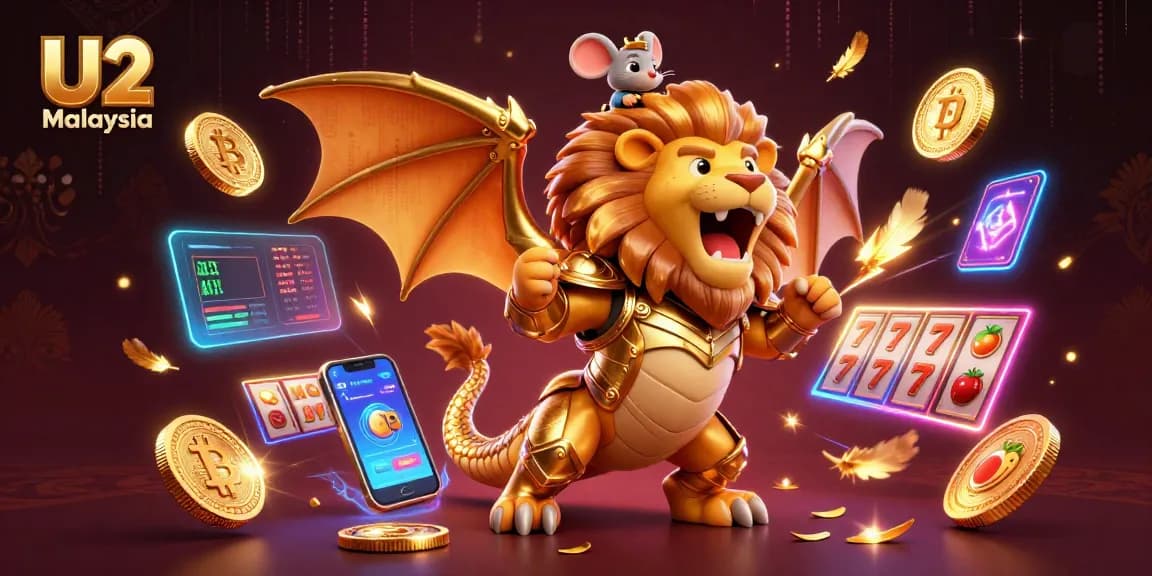Engage with U2 Malaysia by experiencing exciting slot games in a rich 3D casino illustration.