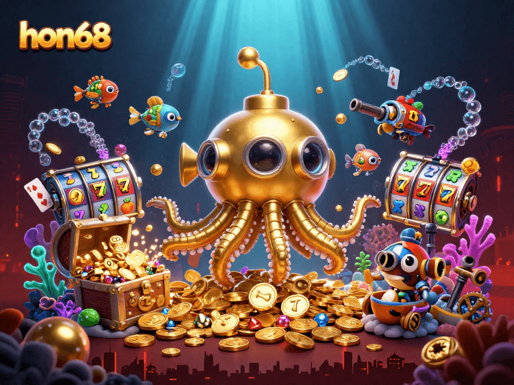 Experience winning strategies at hon68 with a vibrant, explosive casino-themed underwater scene.