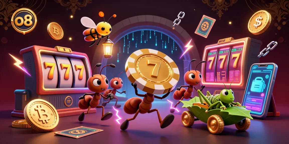 Experience the excitement of o8 as a team of cartoon ants embarks on a heist in a vibrant casino.