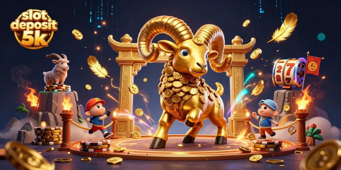 Experience the excitement of slot deposit 5k gameplay with dynamic golden ram and vibrant casino elements.