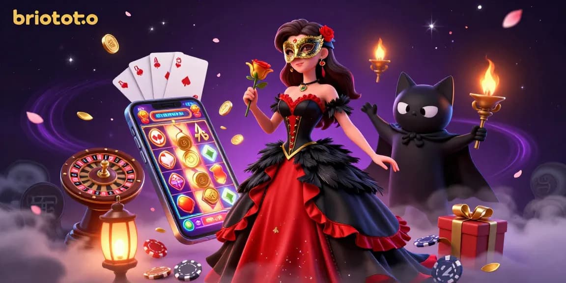 Briototo immersive casino experience featuring a glamorous woman and playful cat amidst vibrant gaming elements.