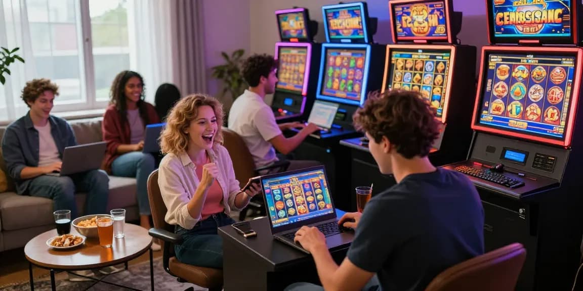 Pengguna bermain slot online dengan antusias di rumah, menikmati pengalaman bermain yang menyenangkan dan interaktif.