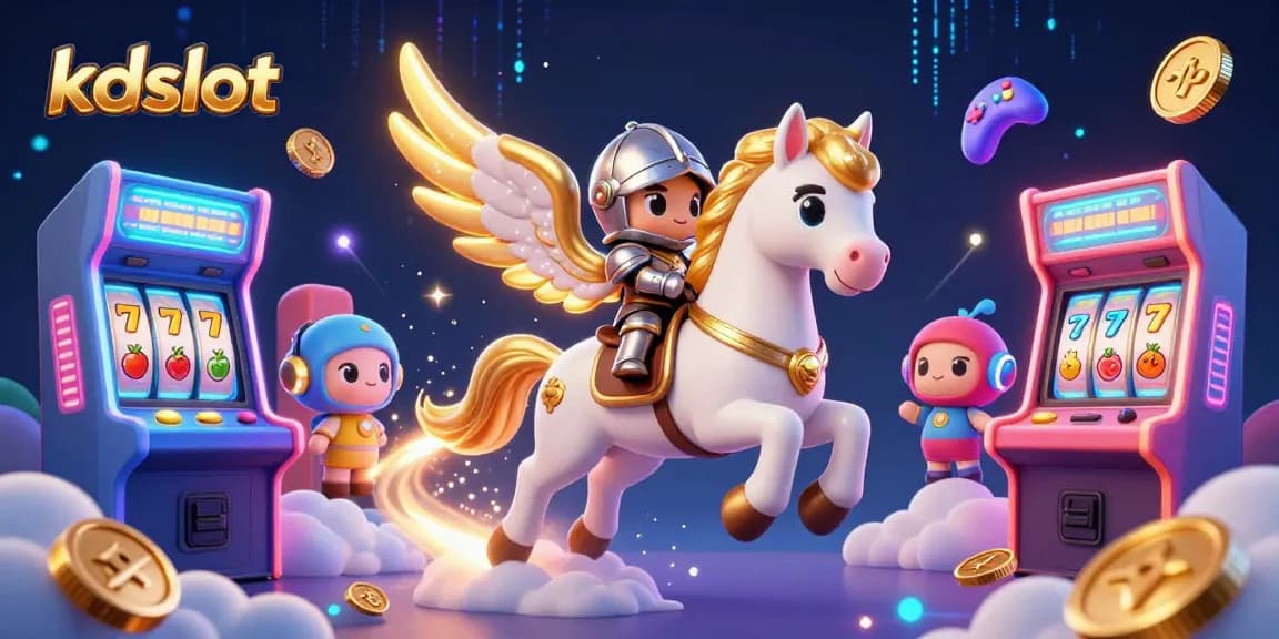 Engage with kdslot in this vibrant, dynamic 3D casino illustration showcasing majestic elements and exciting gameplay.