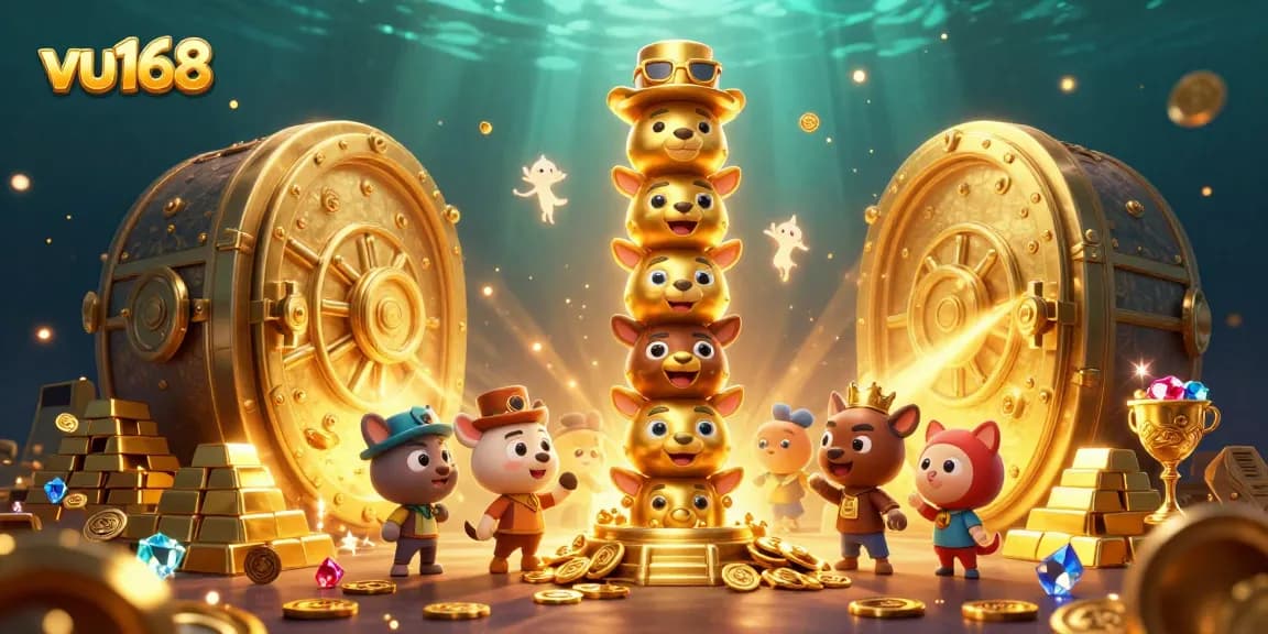 Experience thrilling gameplay with vu168's cartoon casino totem and gems bursting with excitement.