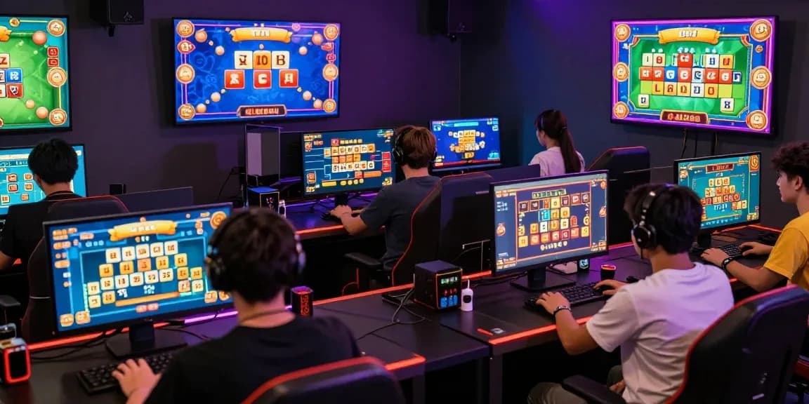 Engaged players enjoying game bài đổi thưởng in a vibrant online setting, showcasing excitement and modern gaming.