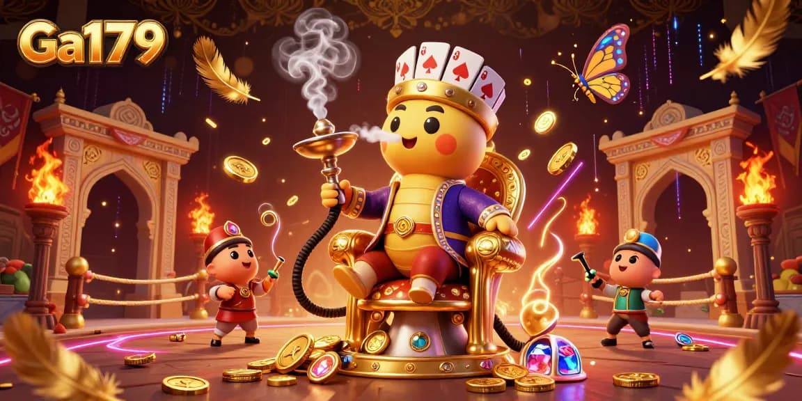 Engage in dynamic gaming action with Ga179 amidst vibrant 3D casino visuals.
