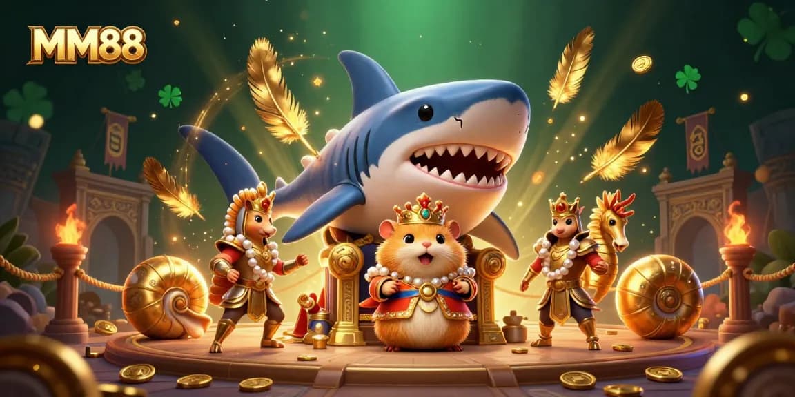 Engage in thrilling MM88 gameplay with a vibrant fantasy scene of a hamster king and marine guards.