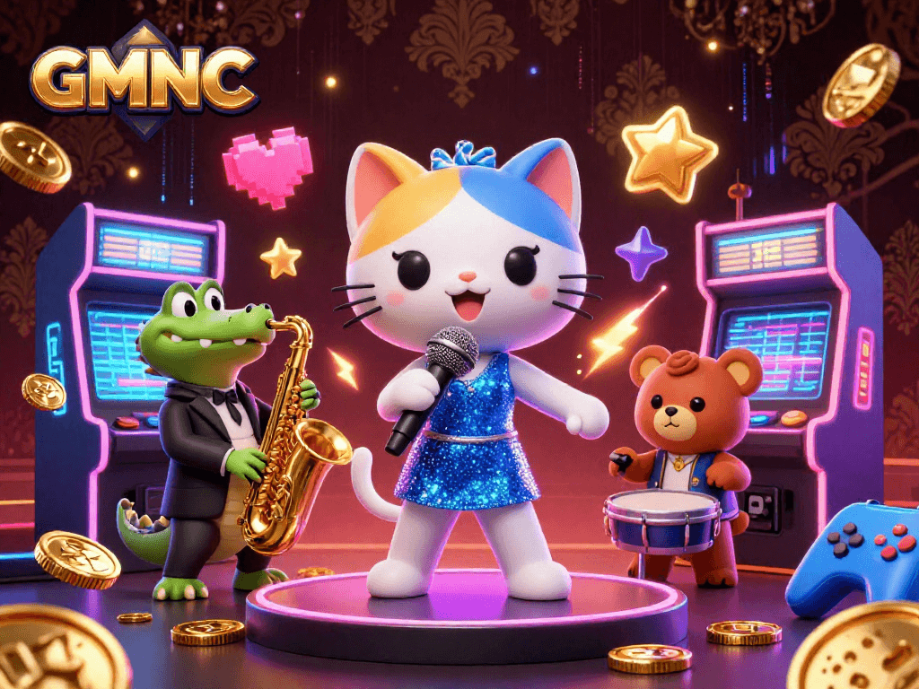 GMNC showcases a vibrant casino scene with a jazz-singer cat and playful animal musicians.