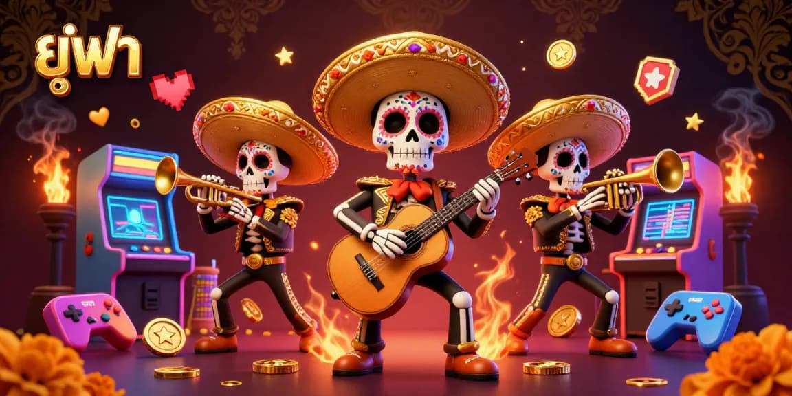 Play exciting games at ยูฟ่า, featuring vibrant mariachi band surrounded by colorful casino-themed elements.