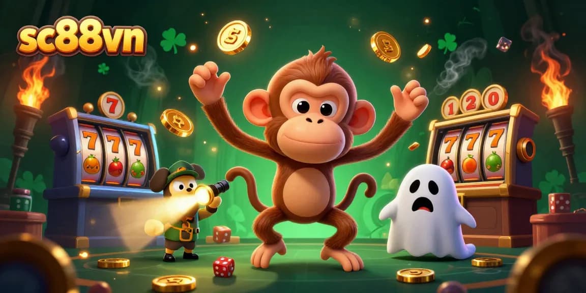 Experience the excitement of sc88vn's haunted casino with playful ghost elements and slot game riches.