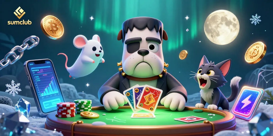 Experience thrilling card games at sumclub with energetic characters and vibrant casino elements.