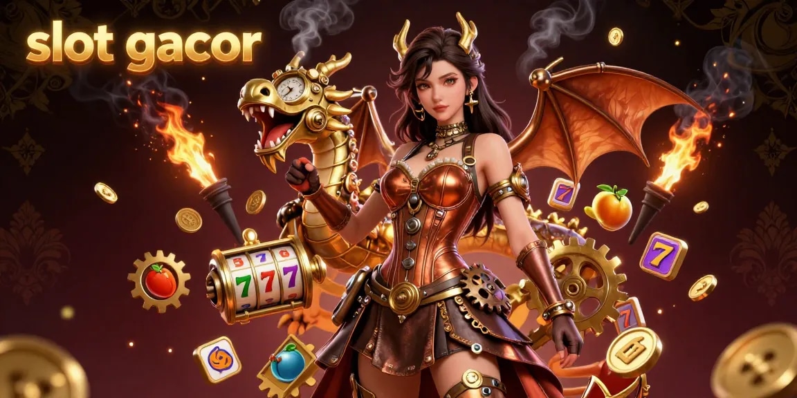 Win big with slot gacor as a beautiful woman and a dragon ignite the casino atmosphere.