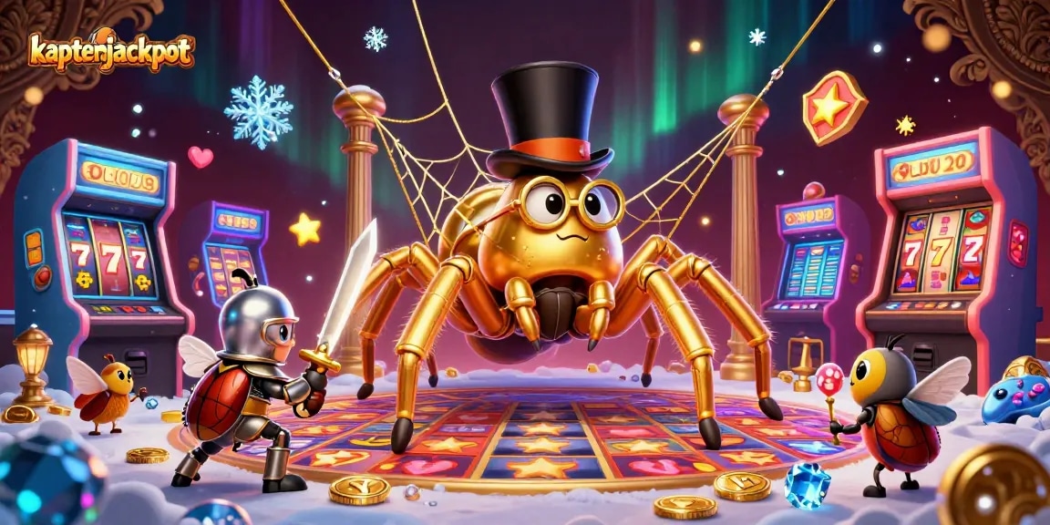 Play kaptenjackpot with a colorful scene of vibrant games and characters in an immersive casino environment.