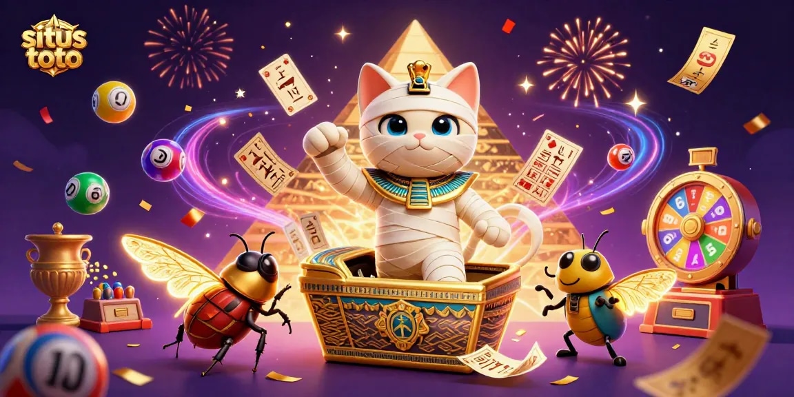 Experience thrilling plays on situs toto with a vibrant pyramid casino scene featuring dynamic game elements.