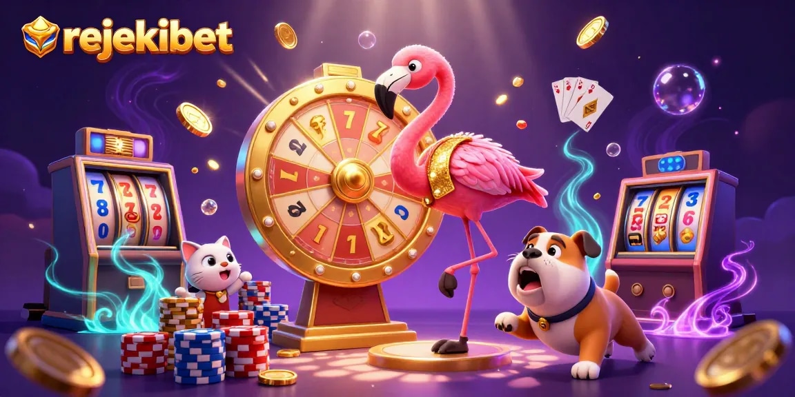 Experience rejekibet with a thrilling 3D scene featuring game show characters and casino elements.