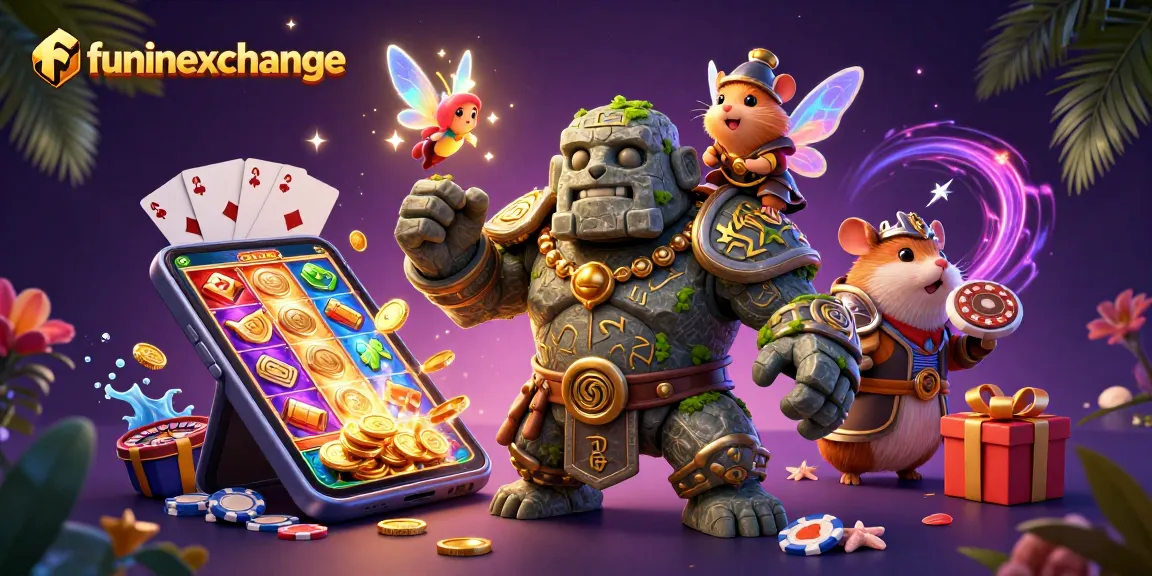 Experience exciting funinexchange gameplay with a vibrant casino-themed scene featuring dynamic characters and gaming elements.