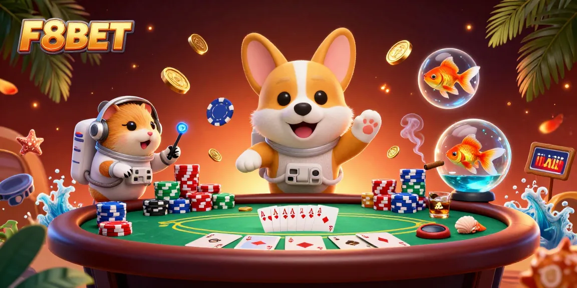 Engage with F8BET's thrilling casino adventure featuring an astronaut corgi in space!