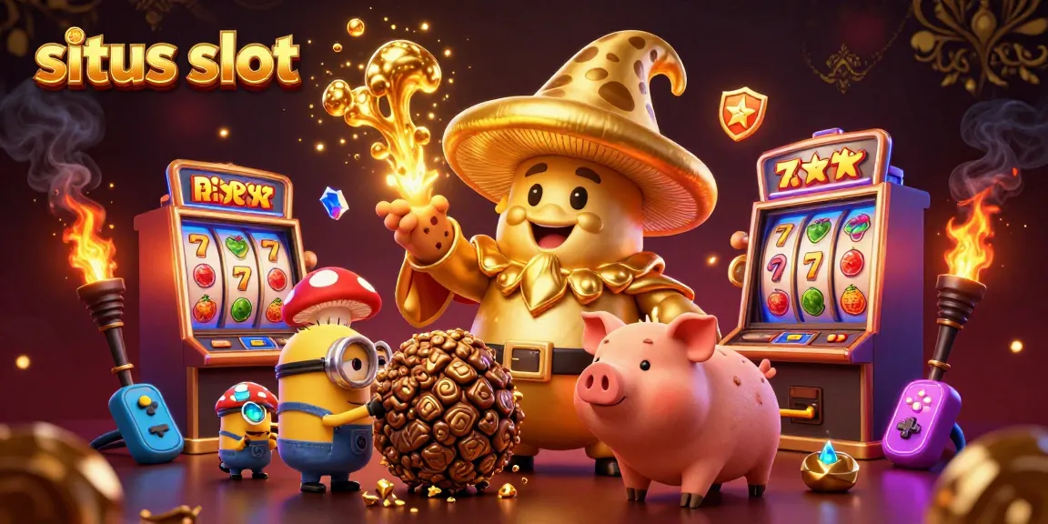 Jelajahi situs slot dengan karakter kasino 3D unik dan elemen permainan yang memikat.
