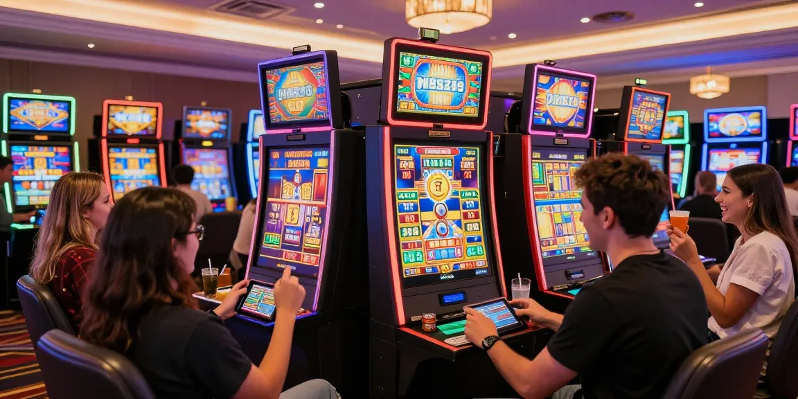 Pengalaman bermain slot88 dengan suasana ceria dan mesin slot berwarna-warni.