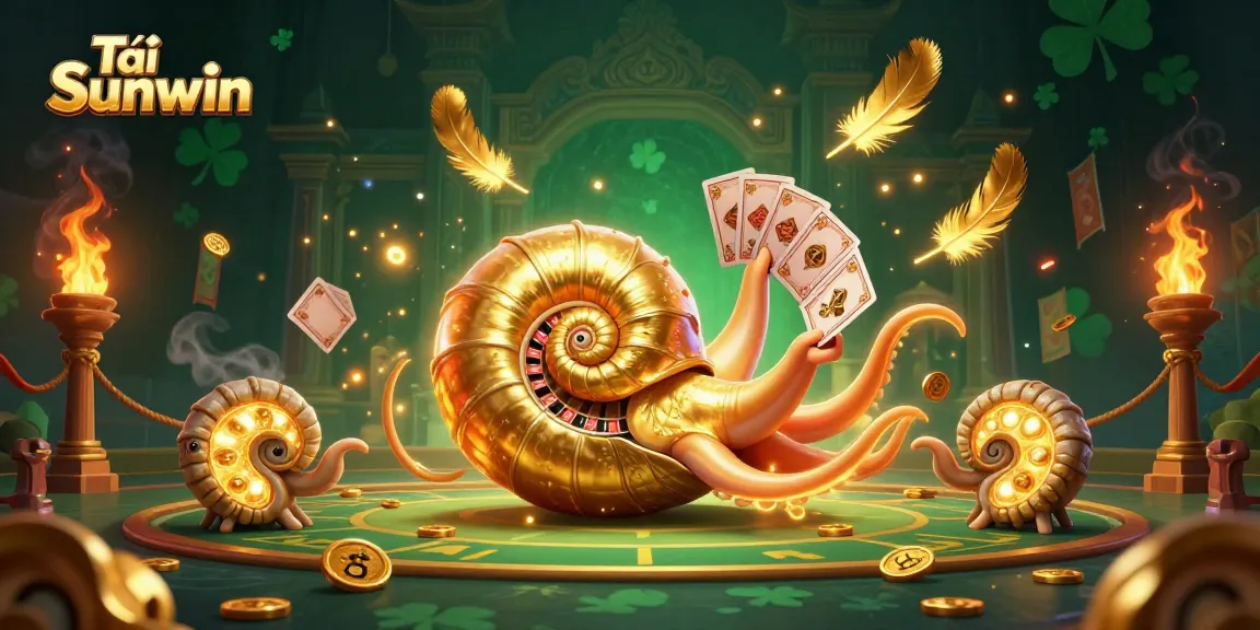 Experience the thrill of gambling and winning with Tải Sunwin's vibrant casino scene featuring a giant nautilus and glowing companions.