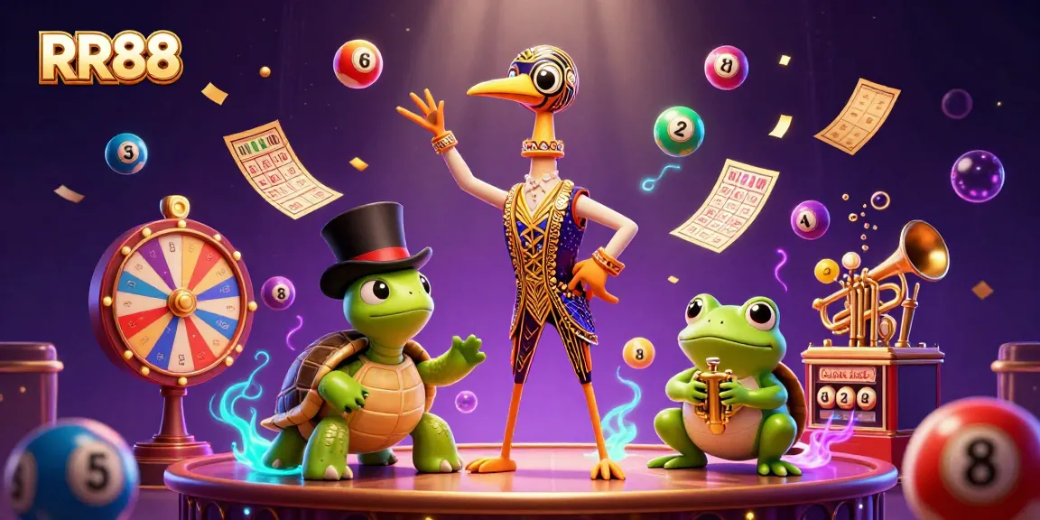 RR88 generates excitement with vibrant colors and lively characters at a dynamic gambling scene.