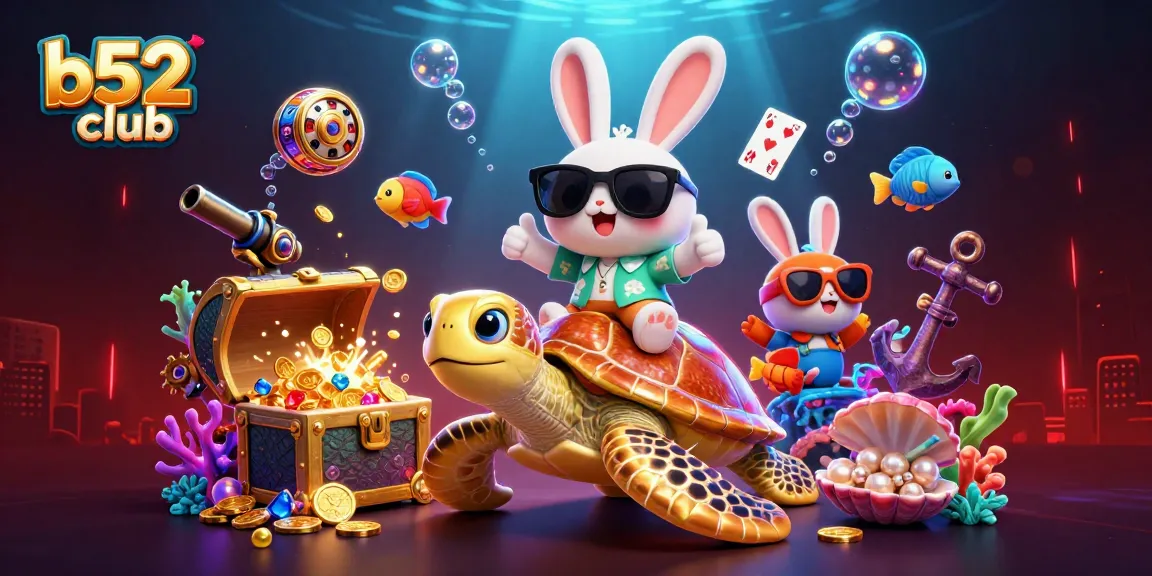 b52club players enjoy vibrant gaming with 3D characters and dynamic slot elements in a colorful underwater scene.