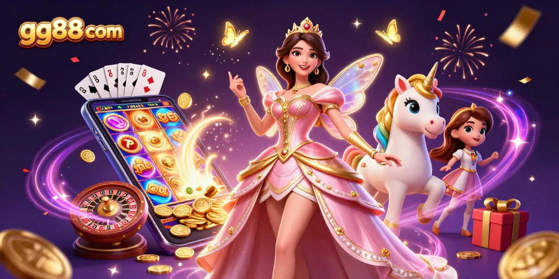 Experience thrilling gaming at gg88 com with lively characters amid an exciting casino scene filled with games and rewards.