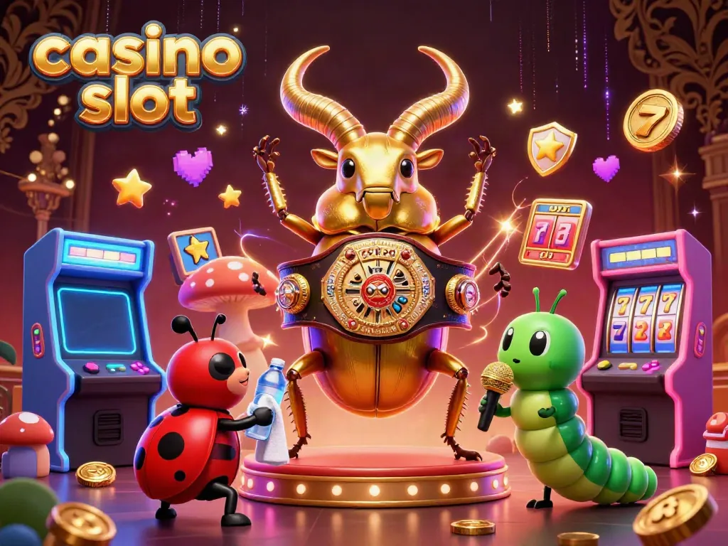 Experience exhilarating gameplay with casino slot elements featuring unique characters and bright arcade machines.