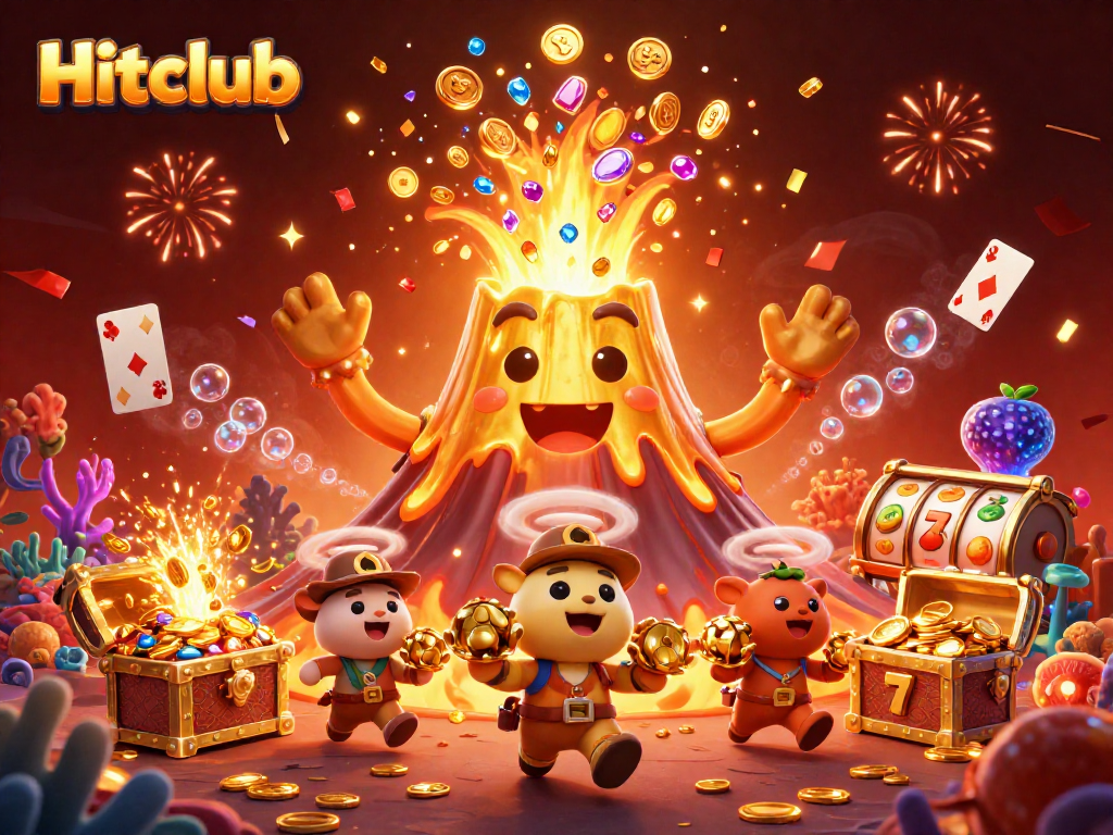 Experience the thrill of Hitclub as golden treasures erupt from a vibrant casino scene.