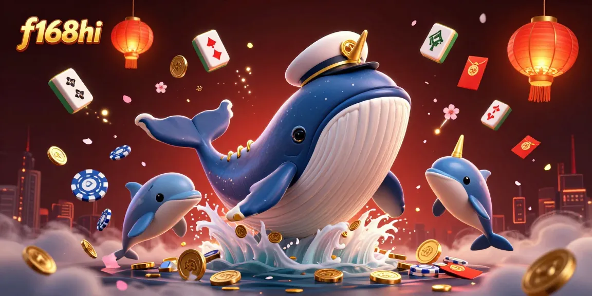 Play interactive games at f168hi with dolphins and golden treasures in this vibrant 3D casino scene.