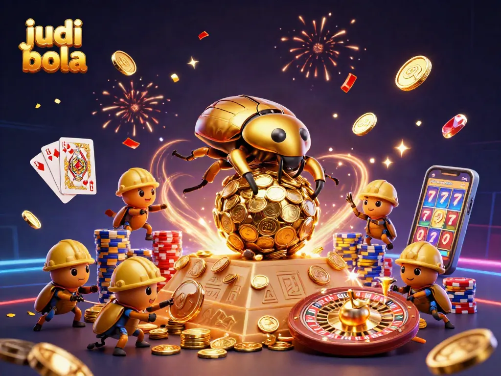 Engage in judi bola excitement with dynamic gambling elements and colorful casino symbols.