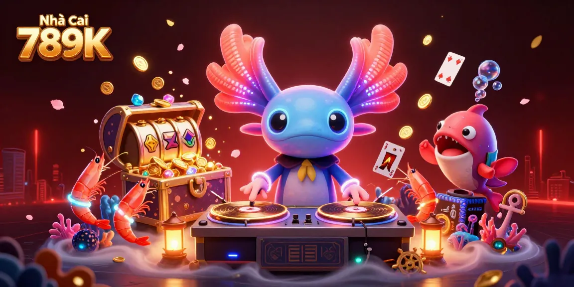 Engage with Nhà cái 789K and explore thrilling slot games in a vibrant underwater casino scene.