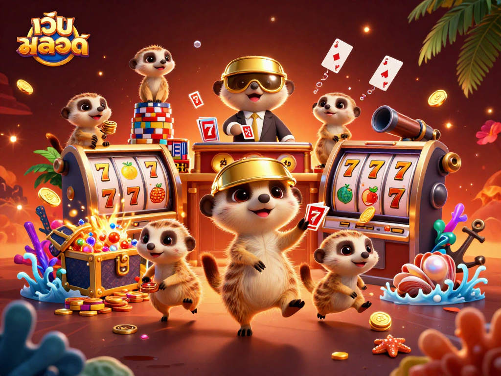 Engage with the thrilling เว็บสล็อต action featuring lively meerkats managing a vibrant casino scene, full of dynamic games.