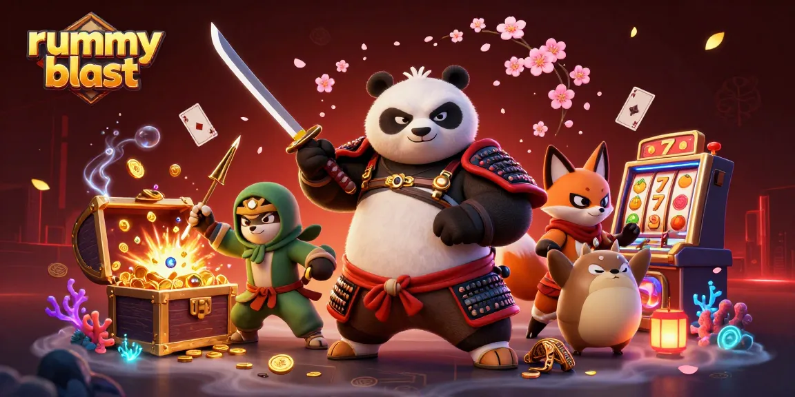 Join the rummy blast with a vibrant 3D illustration, showcasing thrilling gameplay elements and rich characters.