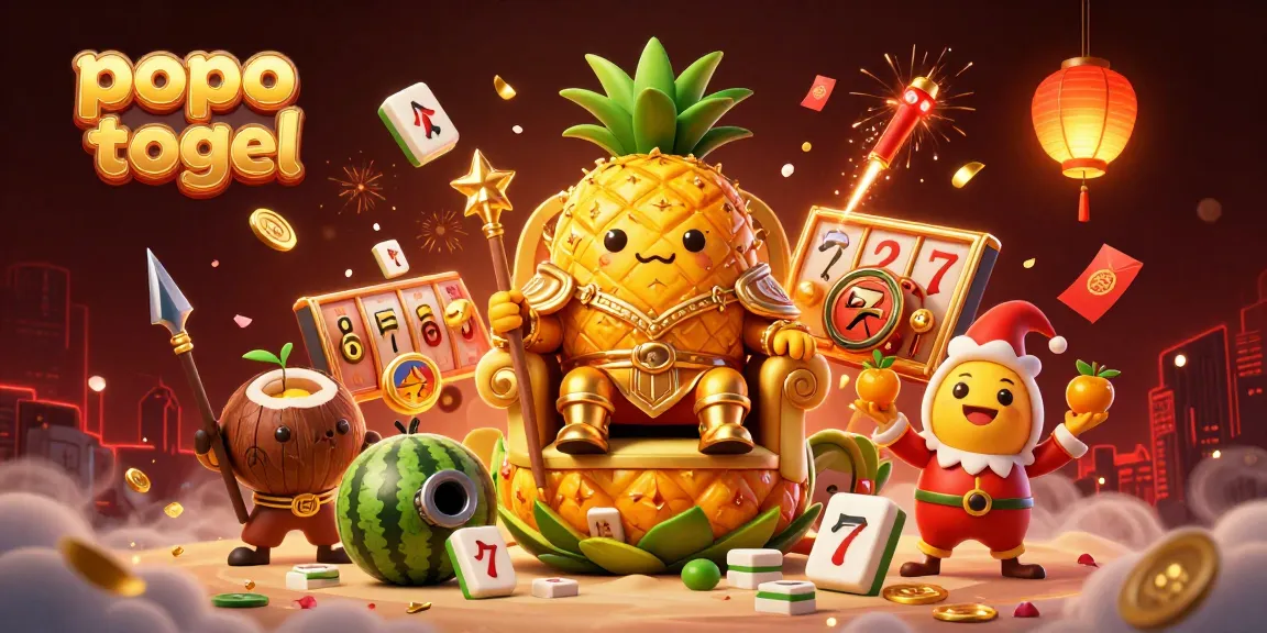 Experience the excitement of popo togel with a vibrant casino scene featuring characters and game elements.