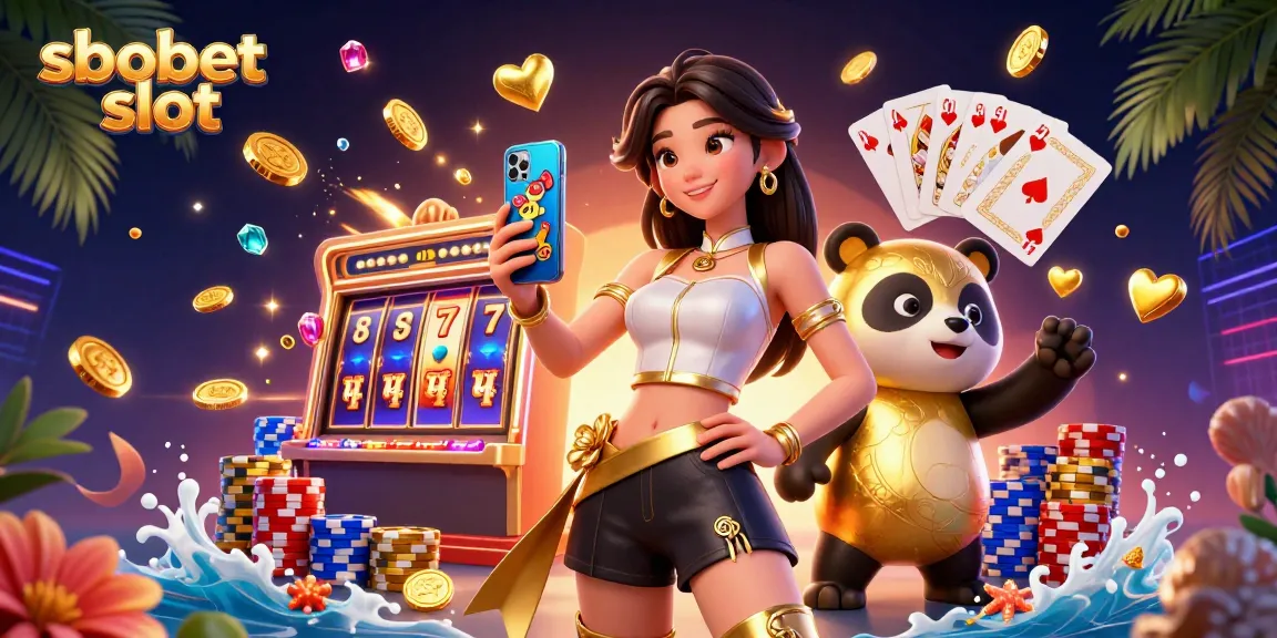 Experience the excitement of sbobet slot with a vibrant casino scene showcasing dynamic gaming action and characters.