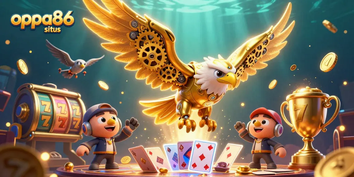 Engage with the thrilling oppa86 situs featuring dynamic slot elements and a captivating golden eagle.