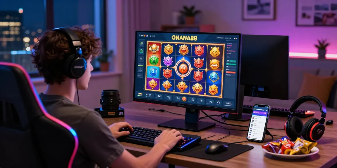 Engaging user gaming on ONANA88 platform with vibrant visuals and cozy atmosphere.
