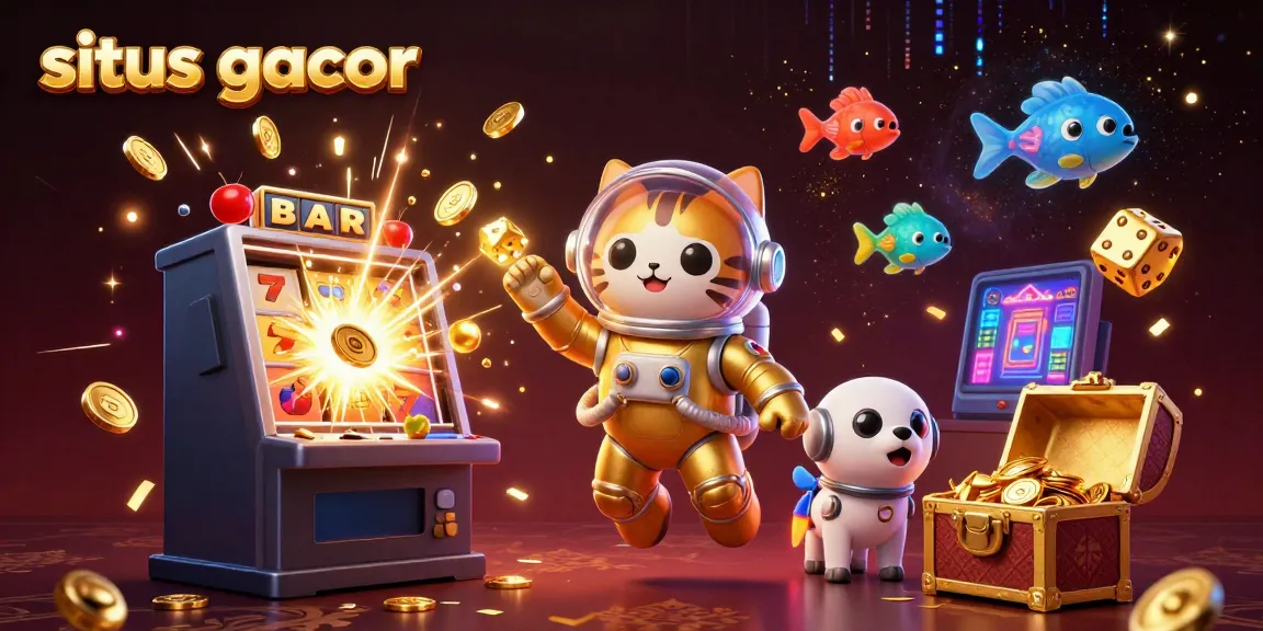 Gali kemenangan di situs gacor dengan jackpot slot spektakuler dalam ilustrasi 3D.