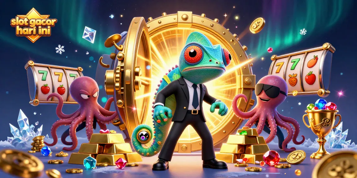 Engage with slot gacor hari ini in a vibrant 3D illustration showcasing thrilling casino action.