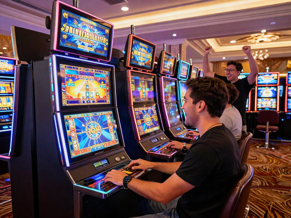 Player enjoying slot qris 5000 in an exciting casino atmosphere