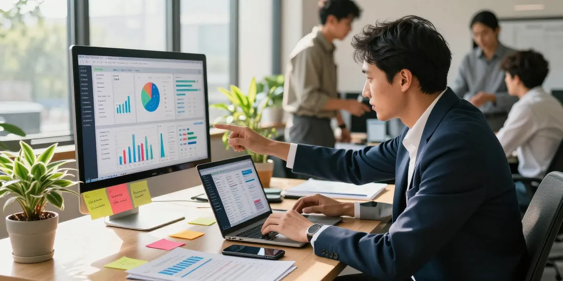 Analisa data terjun4d di kantor dengan suasana kreatif dan profesional.