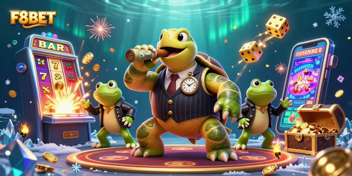 Experience the excitement of F8BET's vibrant casino scene with turtles and winning jackpots.