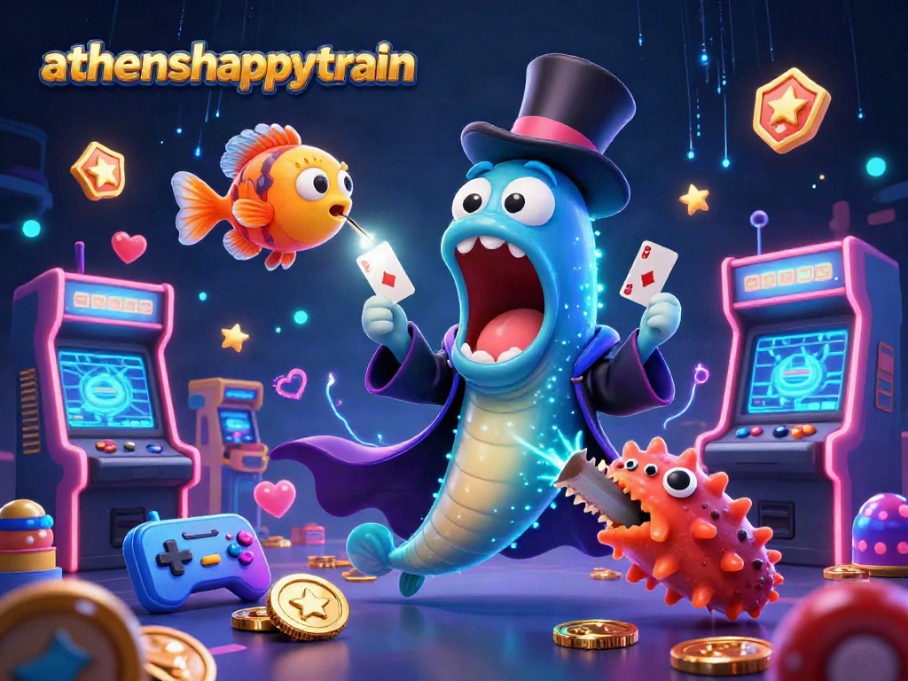 Experience magic and gameplay with athenshappytrain's dazzling 3D casino scene featuring animated sea creatures.