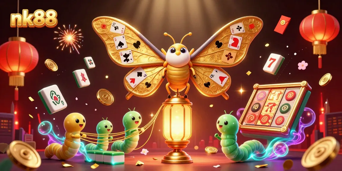 Experience nk88's vibrant casino atmosphere with detailed illustrations of games and characters.