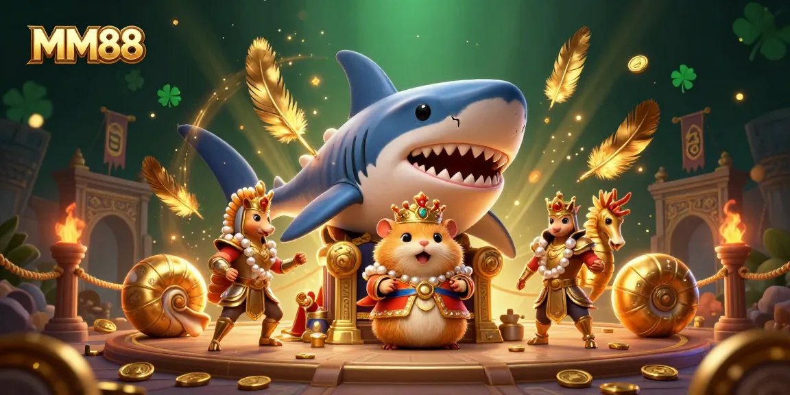 Engage in thrilling MM88 gameplay with a vibrant fantasy scene of a hamster king and marine guards.