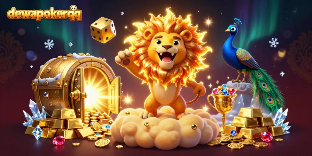 Engage with thrilling gameplay on dewapokerqq featuring vibrant 3D casino characters and gold-themed elements.
