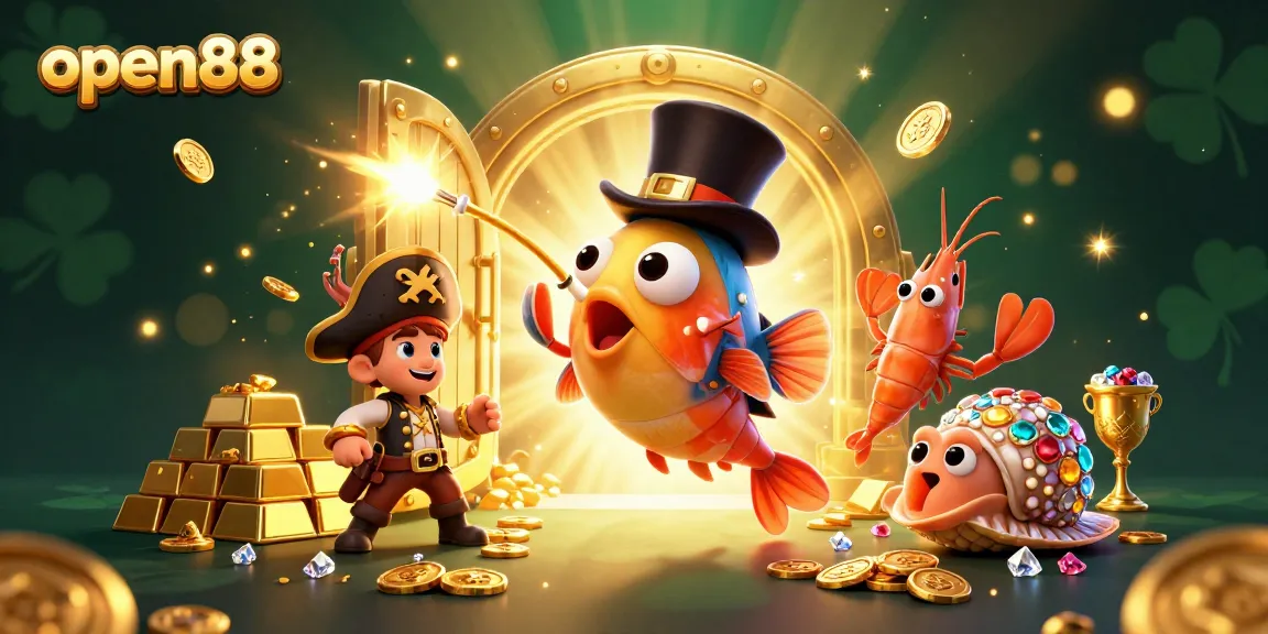 Experience winning excitement at open88 with dazzling treasures and lively characters in this colorful 3D casino scene.