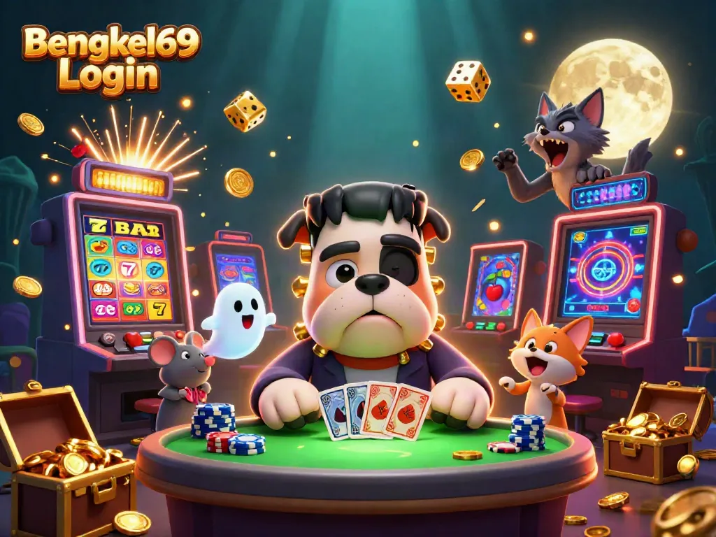 Engage in thrilling gameplay with Bengkel69 Login at a lively casino scene.