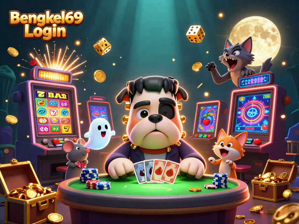 Engage in thrilling gameplay with Bengkel69 Login at a lively casino scene.
